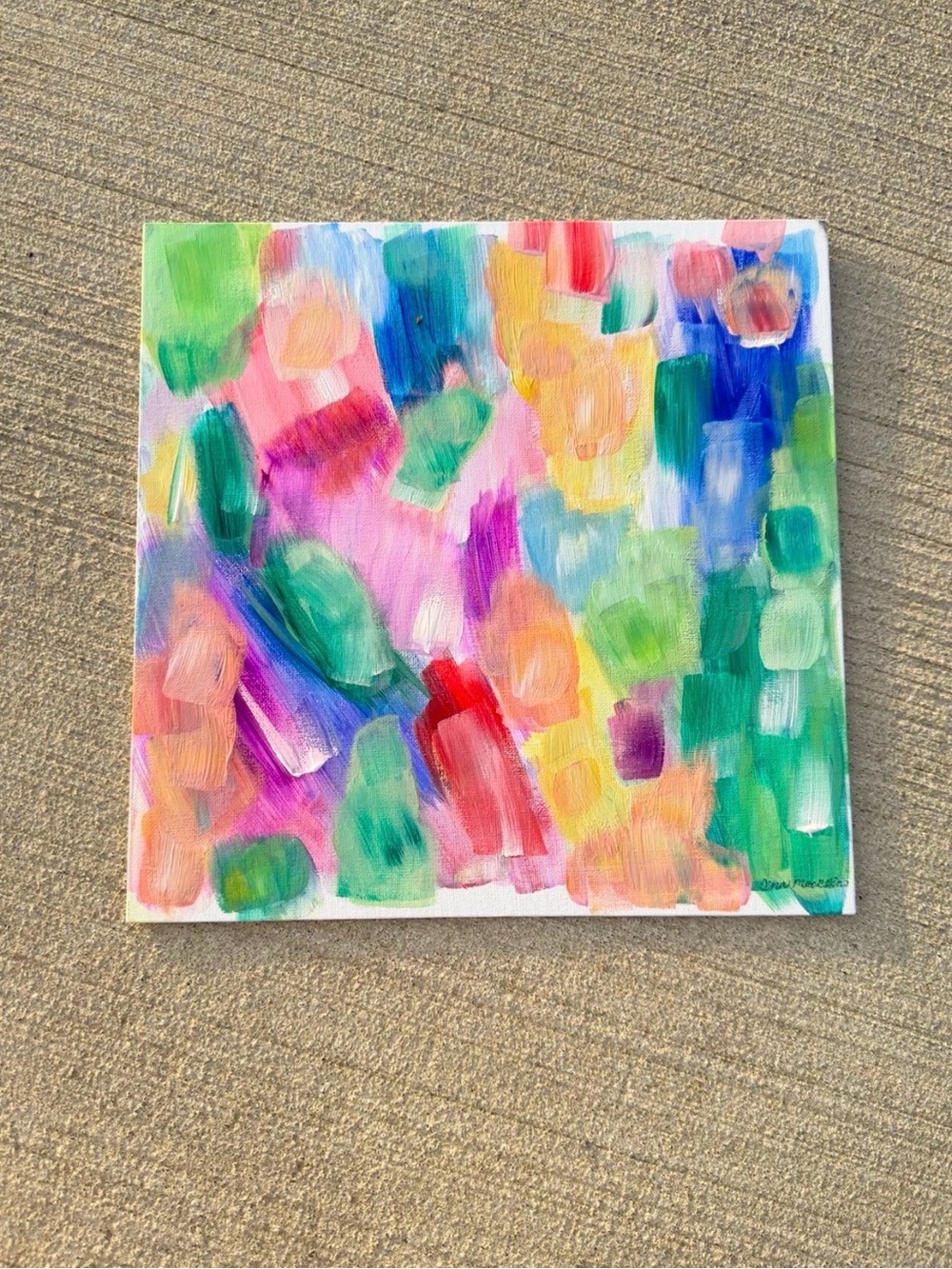 Original Colorful Abstract Painting Modern Pastel Artwork 12x12 Canvas Panel - Picture 4 of 6